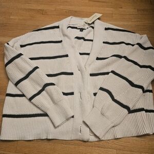 Universal Thread White and Black Striped Cardigan